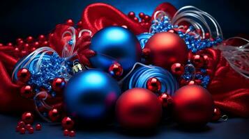 Luxury Christmas backgrounds. Christmas background with Christmas balls with bokeh effect. AI generated. photo