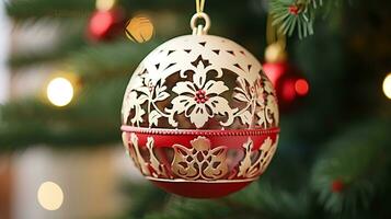 Luxury Christmas backgrounds. Christmas background with Christmas balls with bokeh effect. AI generated. photo