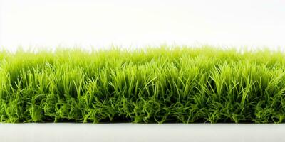 Isolated grass carpet on white with space for text, AI Generative photo