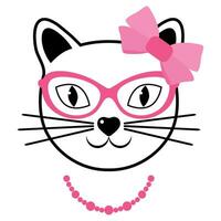 Illustration of a cute cat with glasses vector