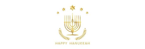 Happy Hanukkah, candle holder and bright star of david. vector