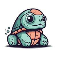 linda dibujos animados tortuga. vector ilustración aislado en un blanco antecedentes.