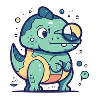 Cute cartoon dinosaur. Vector illustration of a cute cartoon dinosaur.