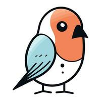 Vector illustration of cute cartoon bird. Isolated on white background.