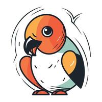 Cute parrot isolated on white background. Vector illustration in cartoon style.