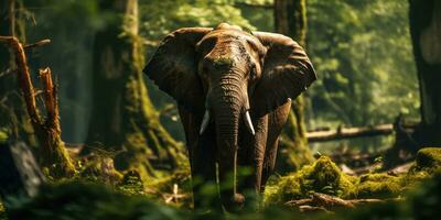 A image big elephant in wildlife, AI Generative photo