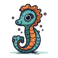 Cartoon seahorse. Cute sea animal. Vector illustration