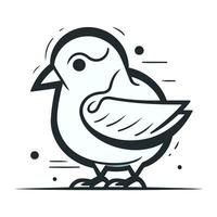 Vector illustration of a bird on white background. Bird line icon.