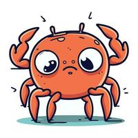 Cute cartoon crab. Vector illustration. Isolated on white background.