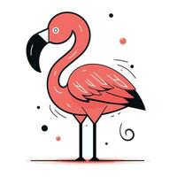 Flamingo. Vector illustration. Flat style. Isolated on white background.