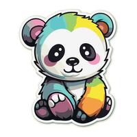 Cute cartoon panda sticker. Vector illustration isolated on white background.