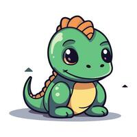 Cute baby crocodile. Vector illustration on white background. Cartoon style.