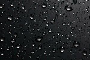 Rain, Water drops on the matte black glass backdrop photo