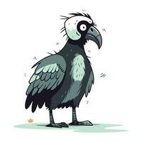 Vector illustration of a vulture on a white background. Cartoon style.