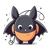 Cute cartoon bat. Vector illustration. Isolated on white background.