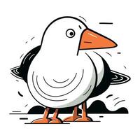 Vector illustration of a cute cartoon seagull. Isolated on white background.