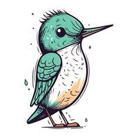 Cute bird vector illustration. Hand drawn cartoon doodle style.