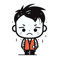 Sad boy cartoon character vector illustration. Cute sad boy cartoon character.