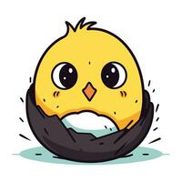 Cute chick in the nest. Vector illustration in cartoon style.