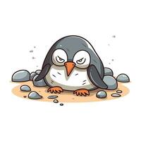 Cute penguin. Funny cartoon penguin. Vector illustration.