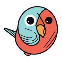 Cute cartoon bird in doodle style. Vector illustration.