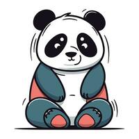 Cute cartoon panda sitting on the floor. Vector illustration.