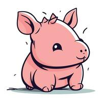 Cute little pig. Vector illustration. Isolated on white background.