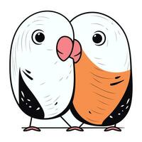 Cute couple of parrots. Vector illustration in cartoon style.