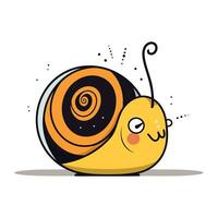 Cute cartoon snail. Vector illustration on white background. Flat style.