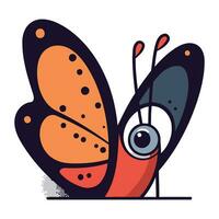 Butterfly with big eyes. Vector illustration in cartoon style.