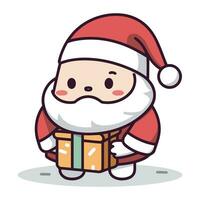 Santa Claus with gift box   Merry Christmas and Happy New Year concept vector