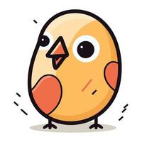 Vector illustration of cute little chick in cartoon style. Isolated on white background.