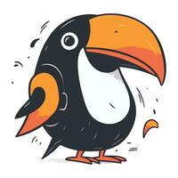 Hand drawn vector illustration of cute cartoon toucan. Isolated on white background.