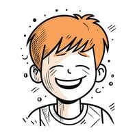 Vector illustration of a smiling boy with red hair. Cartoon style.