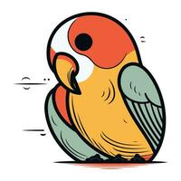 Vector illustration of a cute parrot on a white background. Cartoon style.