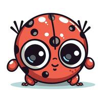 Cute cartoon ladybug isolated on white background. Vector illustration.