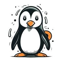 Cute cartoon penguin on a white background. Vector illustration.