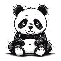Cute cartoon panda bear. Vector illustration in sketch style.