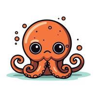 Cute cartoon octopus. Vector illustration isolated on white background.