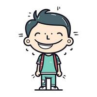 Smiling Cartoon Boy Vector Illustration. Cute Schoolboy Character