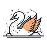 Swan line icon. Vector illustration of swan on white background.