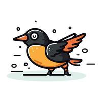 Vector illustration of cute little bird. Cute cartoon animal. Flat design.