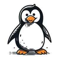 Cute penguin isolated on a white background. Vector illustration.