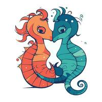 Two seahorses in love. Vector illustration for your design.