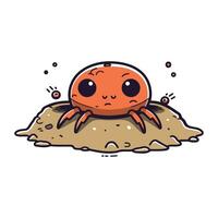 Cute cartoon crab. Vector illustration isolated on a white background.