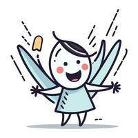 Cute little angel cartoon character vector illustration. Cute little angel icon.