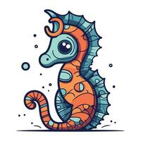 Cute cartoon seahorse. Vector illustration for your design.