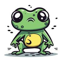 Frog with yellow ball. Vector illustration isolated on white background.