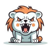 enojado león dibujos animados mascota personaje. vector ilustración.