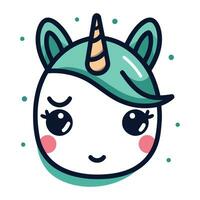 Cute cartoon unicorn. Vector illustration isolated on a white background.